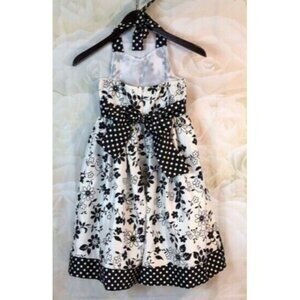 Bonnie Jean Girls Dress White Black Halter Size 8